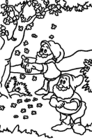 A coloring page of gnomes